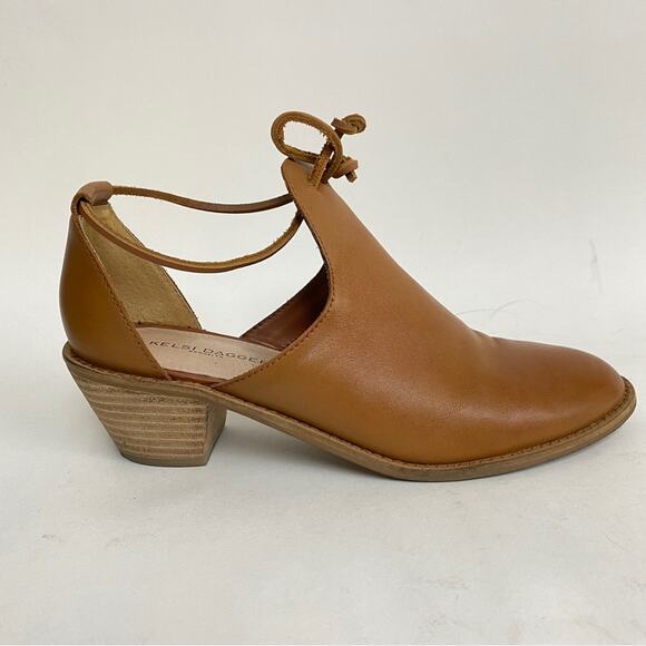 Kelsi Dagger Western Cutout Heeled Bootie Ankle Boots Brown Tan Leather Size 9 - Picture 6 of 13